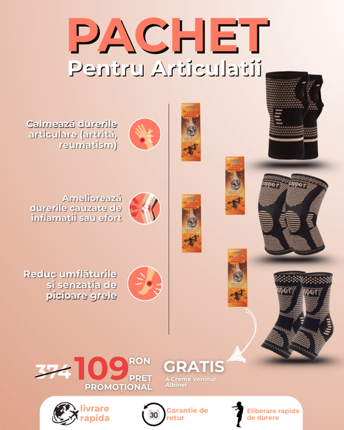 Pachet pentru Dureri Articulare Delfino®️ - 4 Creme cu Veninul Albinei GRATIS